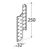 LK5 - Ancoră pană-căprior stânga 32x250x2,0 mm