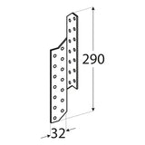 LK7 - Ancoră pană-căprior stânga 32x290x2,0 mm