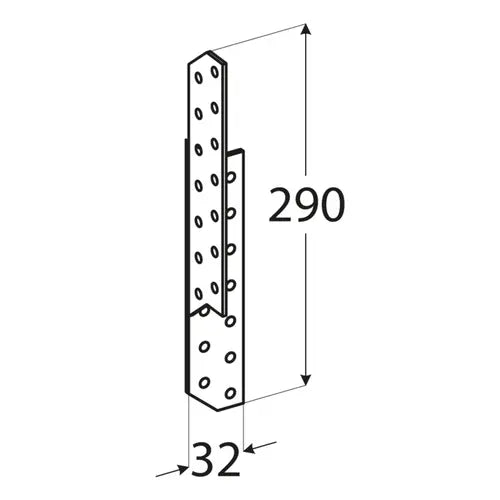 LK8 - Ancoră pană-căprior stânga 32x290x2,0 mm