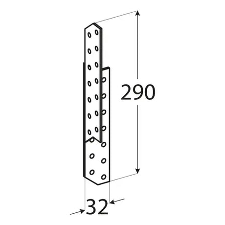 LK8 - Ancoră pană-căprior stânga 32x290x2,0 mm