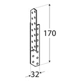 LK2 - Ancoră pană-căprior dreapta 32x170x2,0 mm