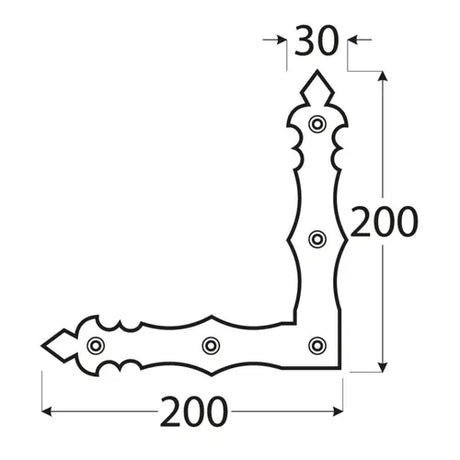 NAD 2 C - Colțar plat decorativ, negru 200x200x30x3,0 mm