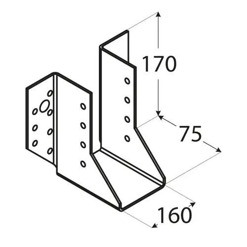 WB38 - Papuc grindă 160x170x75x2,0 mm