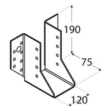 WB36 - Papuc grindă 120x190x75x2,0 mm