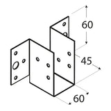 WL 9 - Papuc grindă sarcină ușoară 60x60x1,0 mm