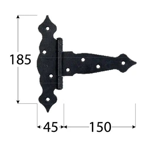 ZTO 150 C Balama decorativă tip T 150x45x185x2,5 mm negru