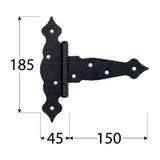 ZTO 150 C Balama decorativă tip T 150x45x185x2,5 mm negru