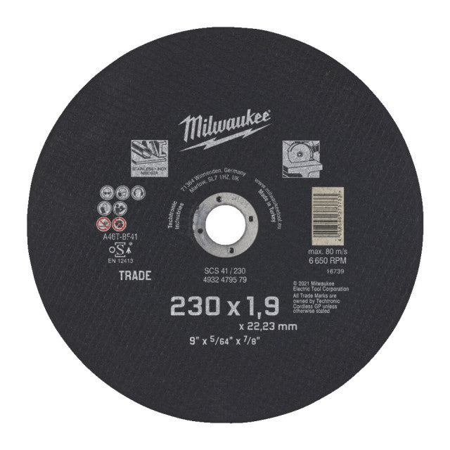 Disc abraziv pentru debitat metal, 230x1.9x22.22, 4932479579 Milwaukee