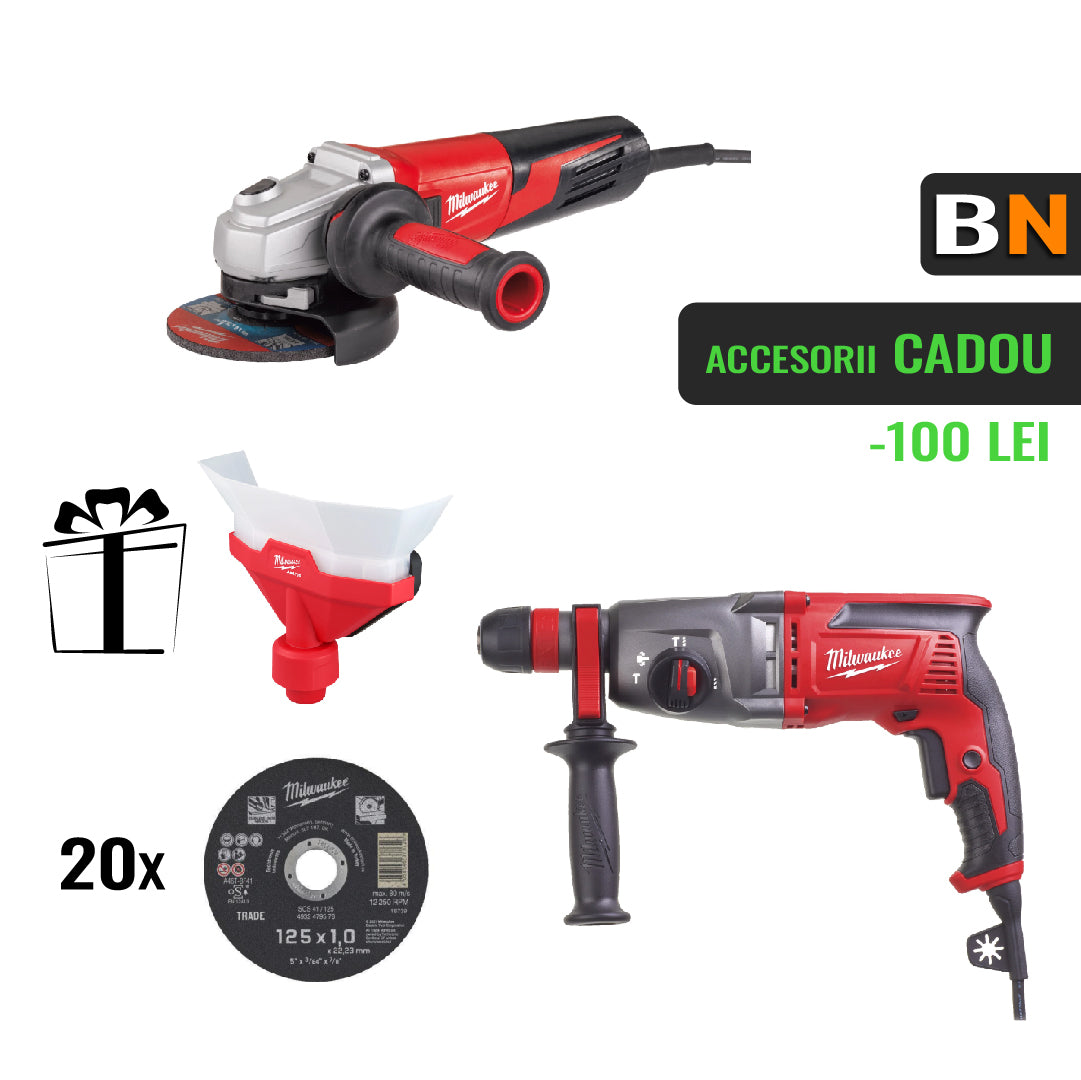 Pachet BN Cablu - Polizor AGV15-125XE + Rotopercutor PH26TX + air-tip + discuri