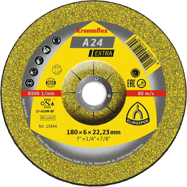 A 24 EX Discuri polizare, 180 x 6 x 22,23 mm cu centru depresat