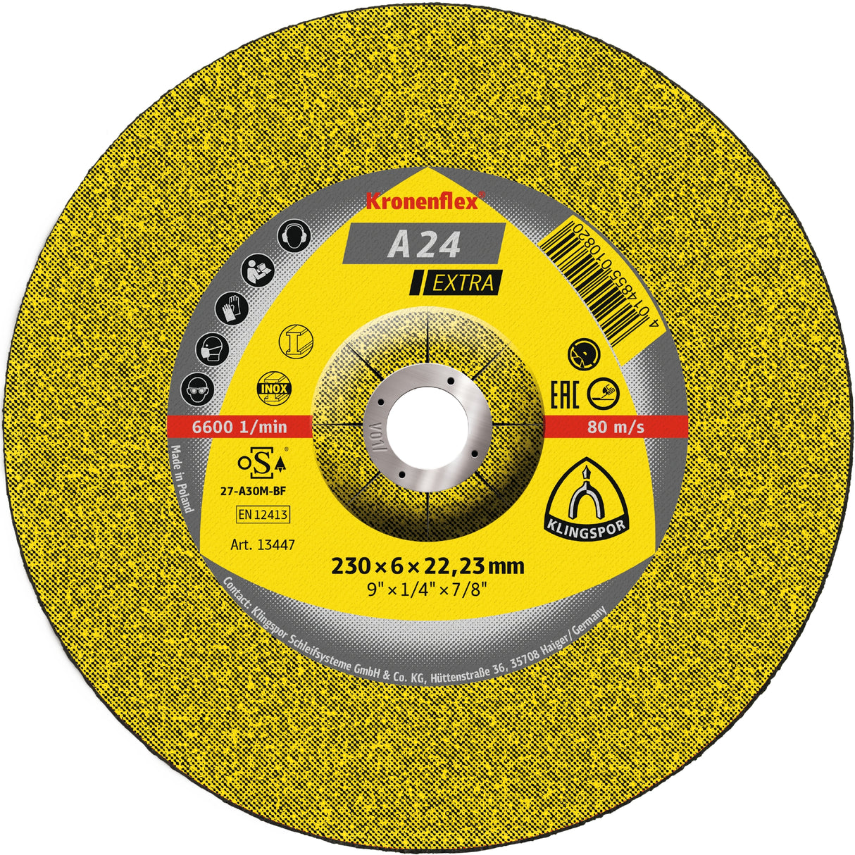 A 24 EX Discuri polizare, 230 x 6 x 22,23 mm cu centru depresat