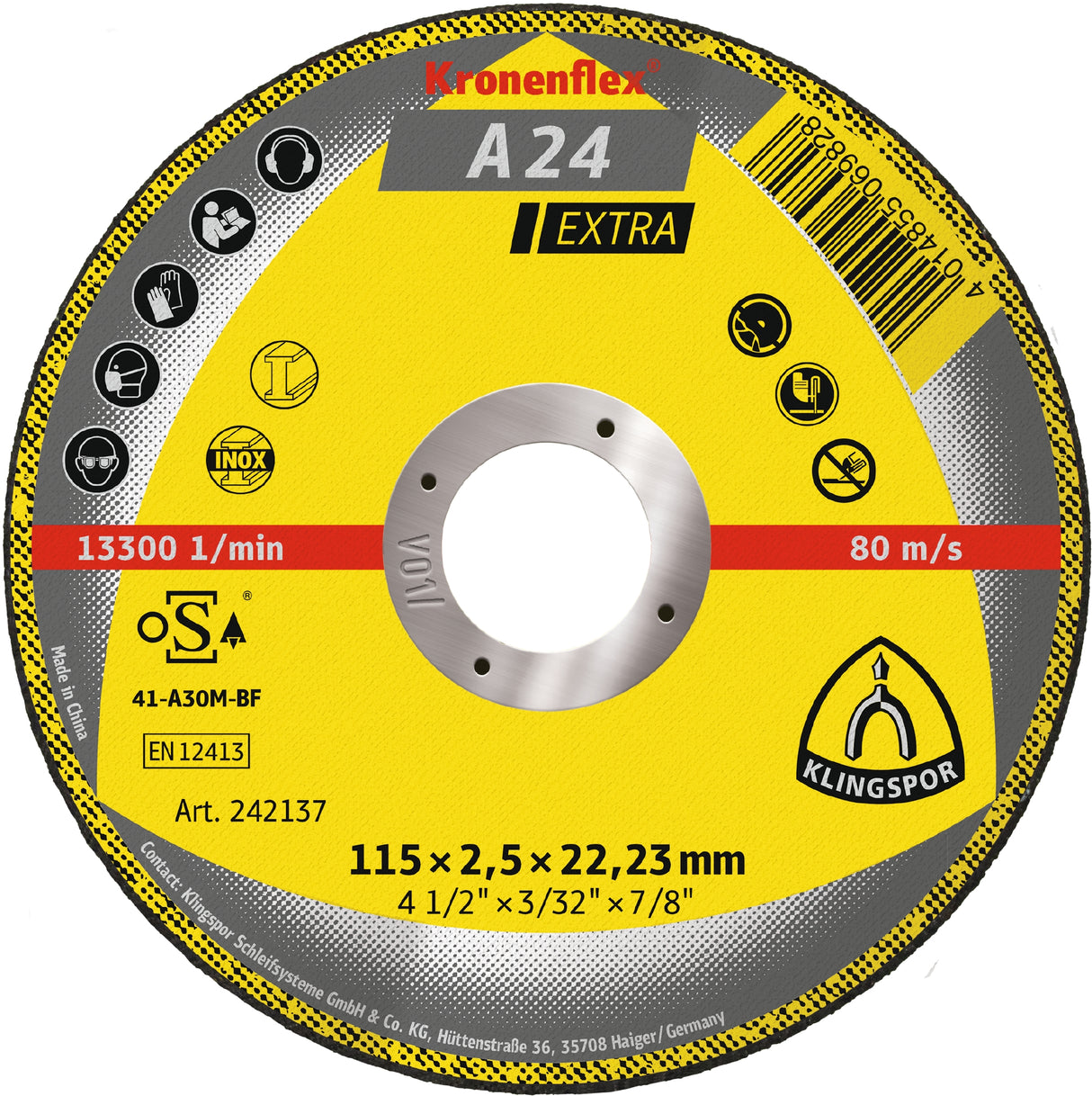 A 24 EX Discuri debitare, 115 x 2,5 x 22,23 mm Drept