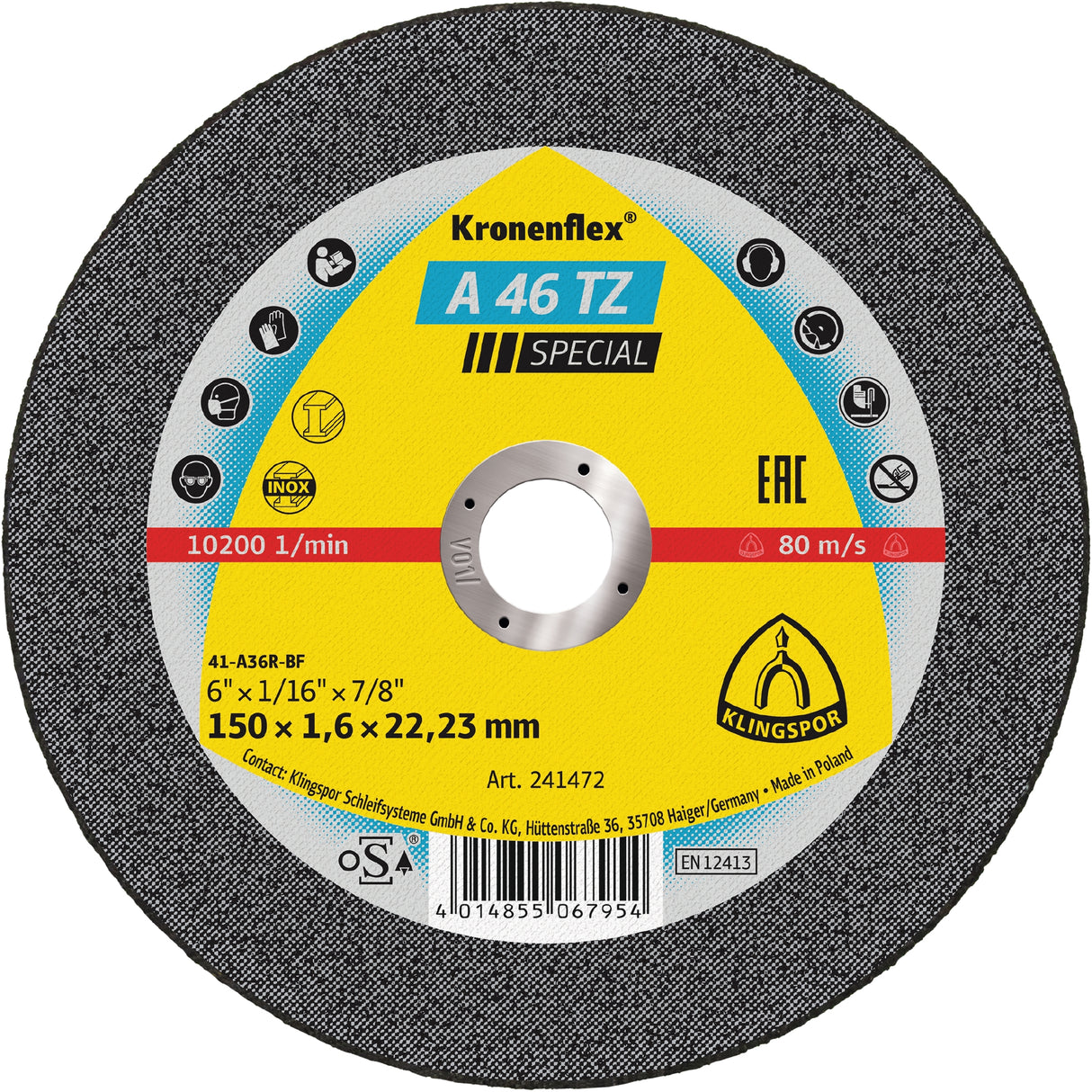 A 46 TZ Discuri debitare, 150 x 1,6 x 22,23 mm Drept