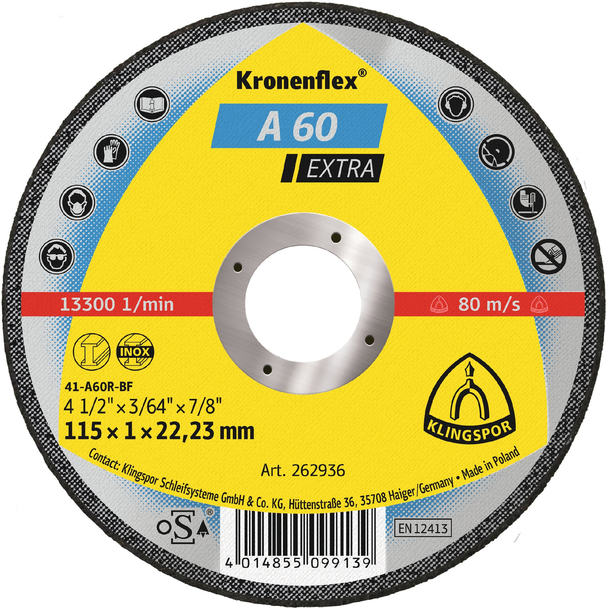 A 60 EX Discuri debitare, 115 x 1 x 22,23 mm Drept
