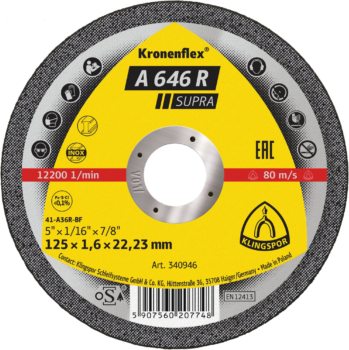 A 646 R Discuri debitare, 230 x 1,9 x 22,23 mm Drept