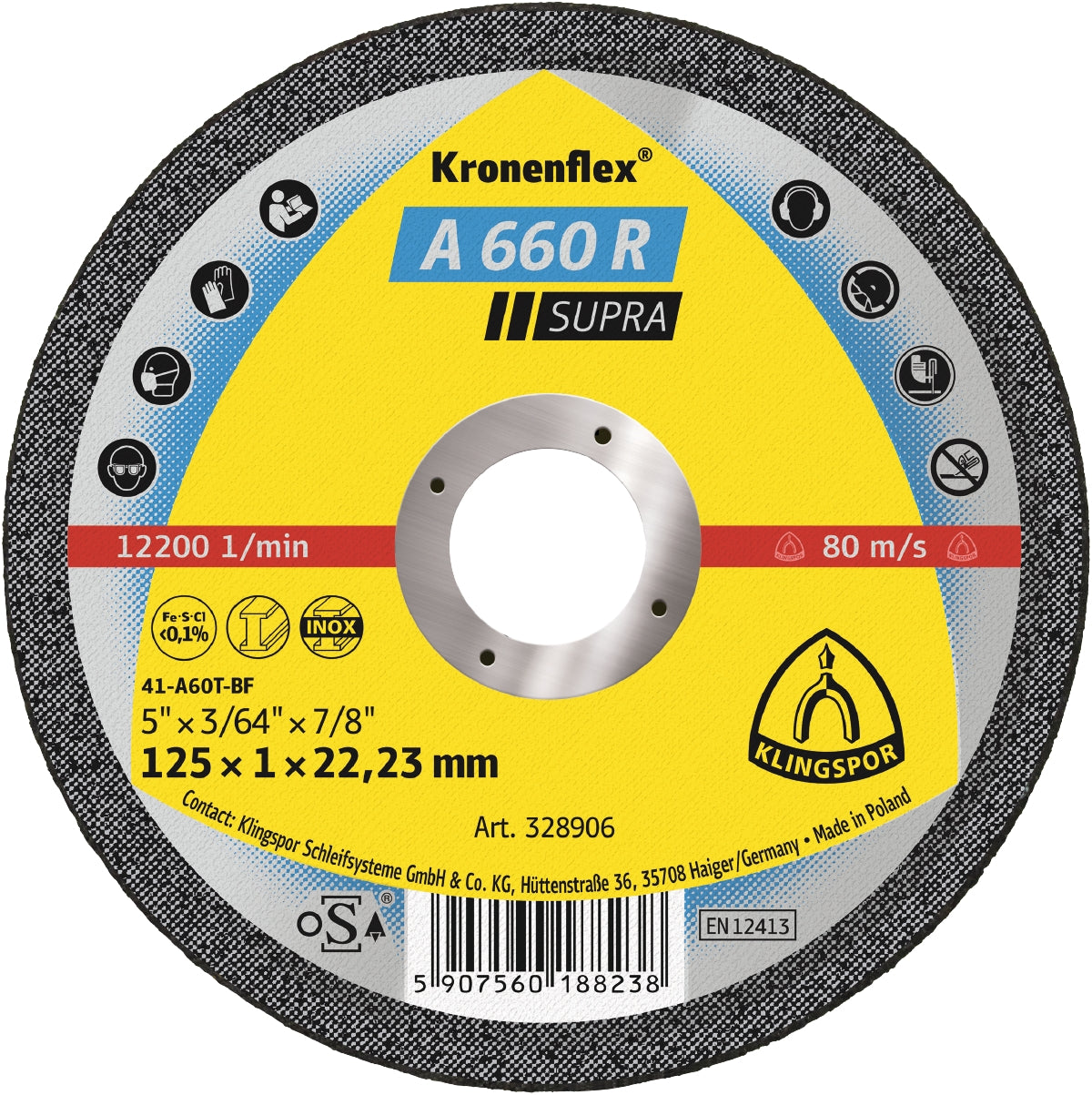 A 660 R Discuri debitare, 125 x 1 x 22,23 mm Drept
